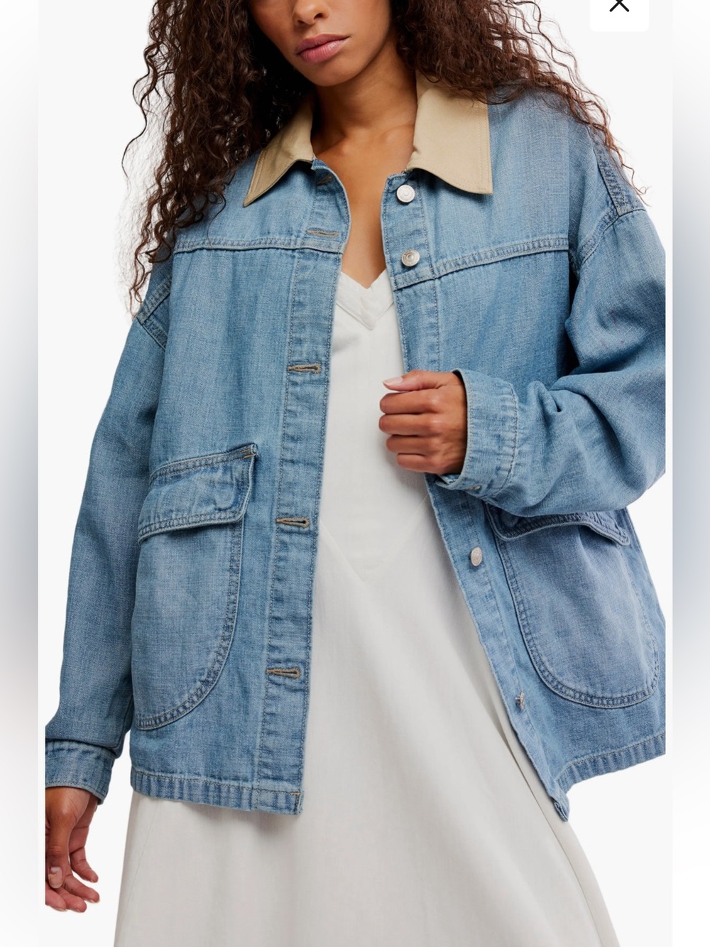 New:Easel “Merit” Lightweight Button Down Denim Jacket With Front Flap Pockets•S